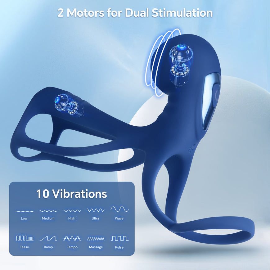 Men's Rechargeable Vibrating Cock Ring – Powerful multi-speed vibration; stretchy design for delayed ejaculation.